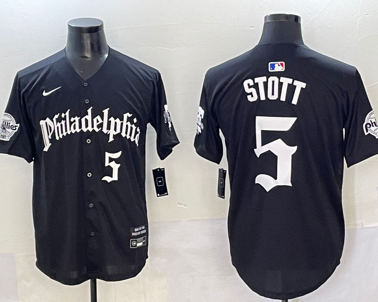 Men's Philadelphia Phillies Bryson Stott #5 Black Limited Jersey