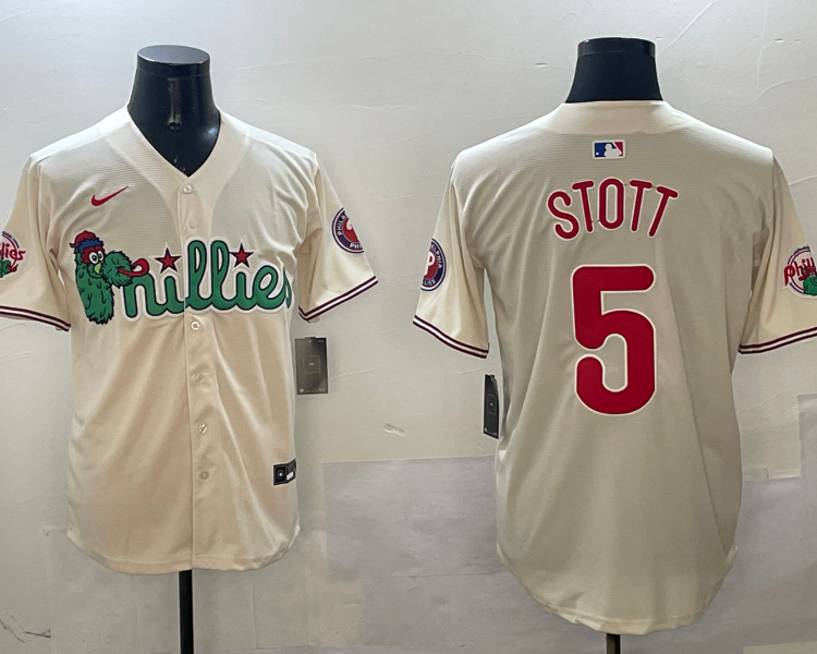 Men's Philadelphia Phillies Bryson Stott #5 Cream Team Jersey
