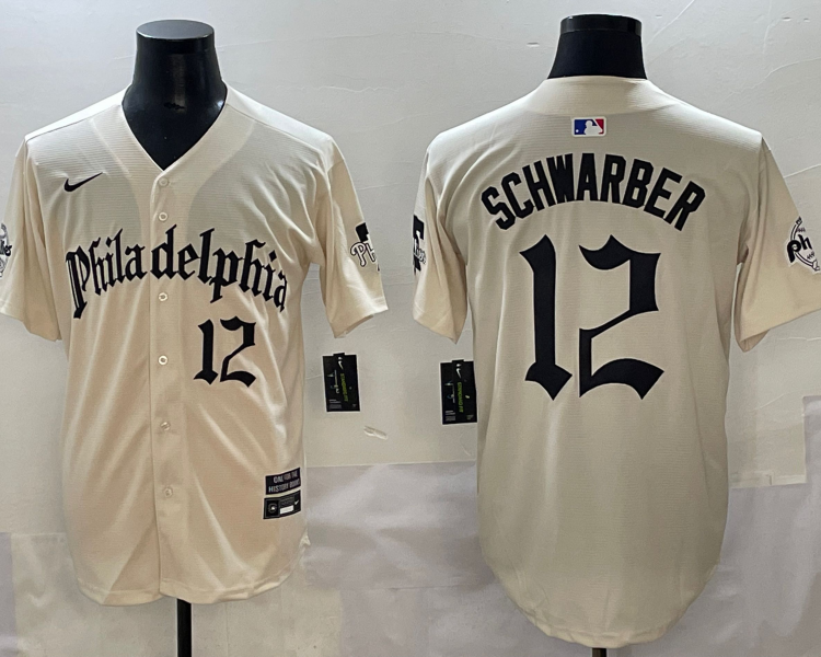 Men's Philadelphia Phillies Kyle Schwarber #12 Cream Limited Jersey
