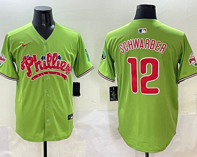 Men's Philadelphia Phillies Kyle Schwarber #12 Green Jersey