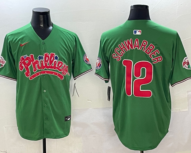 Men's Philadelphia Phillies Kyle Schwarber #12 Green Jersey