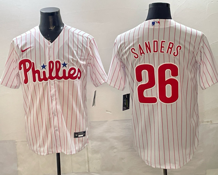 Men's Philadelphia Phillies Michael Saunders #26 White Jersey