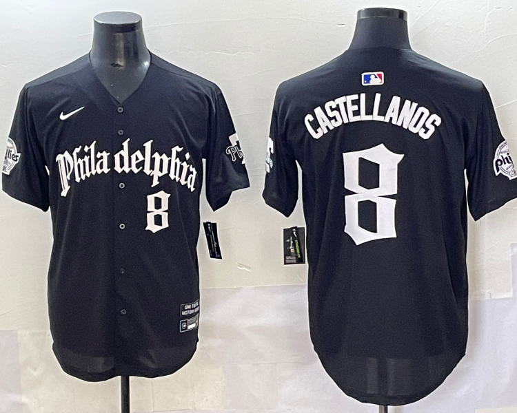 Men's Philadelphia Phillies Nick Castellanos #8 Black Jersey