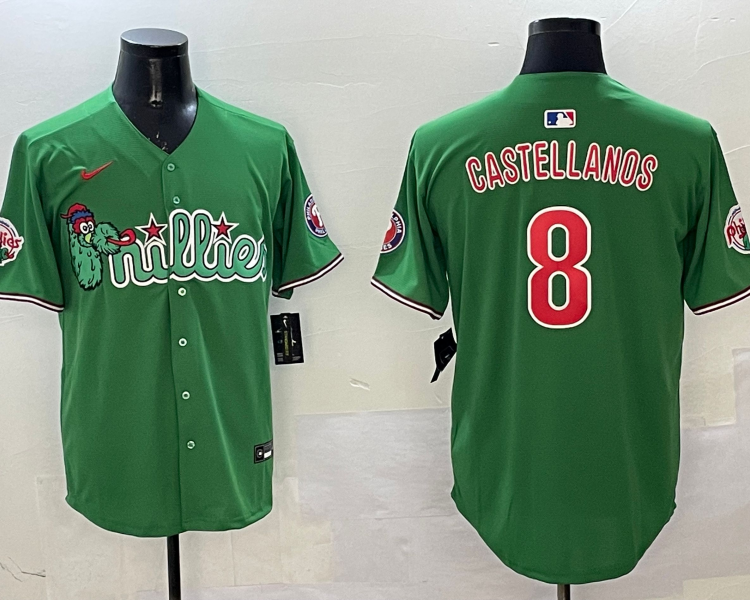Men's Philadelphia Phillies Nick Castellanos #8 Green Team Jersey