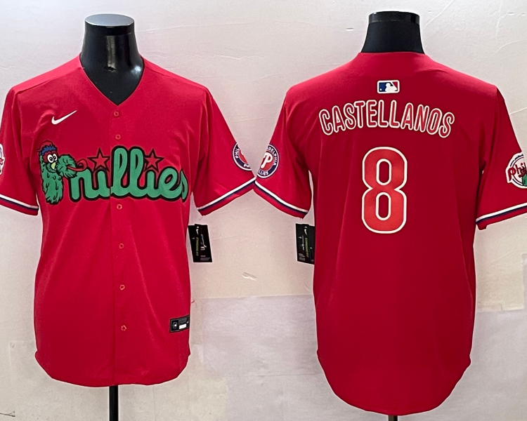 Men's Philadelphia Phillies Nick Castellanos #8 Red Jersey