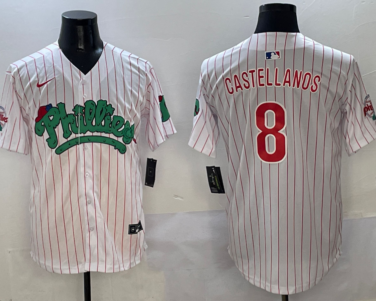 Men's Philadelphia Phillies Nick Castellanos #8 White Jersey