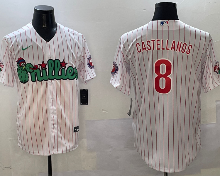 Men's Philadelphia Phillies Nick Castellanos #8 White Jersey