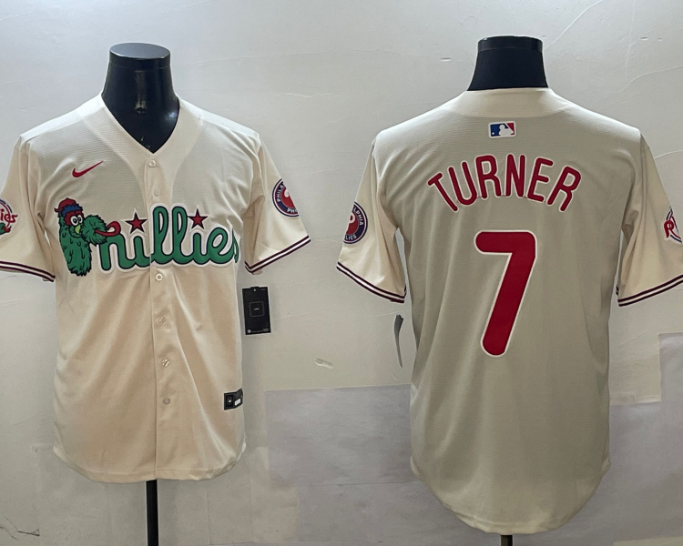 Men's Philadelphia Phillies Trea Turner #7 Cream Jersey