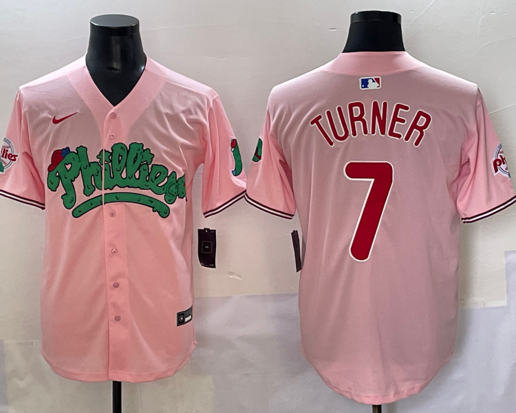 Men's Philadelphia Phillies Trea Turner #7 Pink Jersey