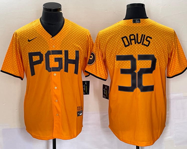 Men's Pittsburgh Pirates Henry Davis #32 Gold 2023 City Connect Jersey