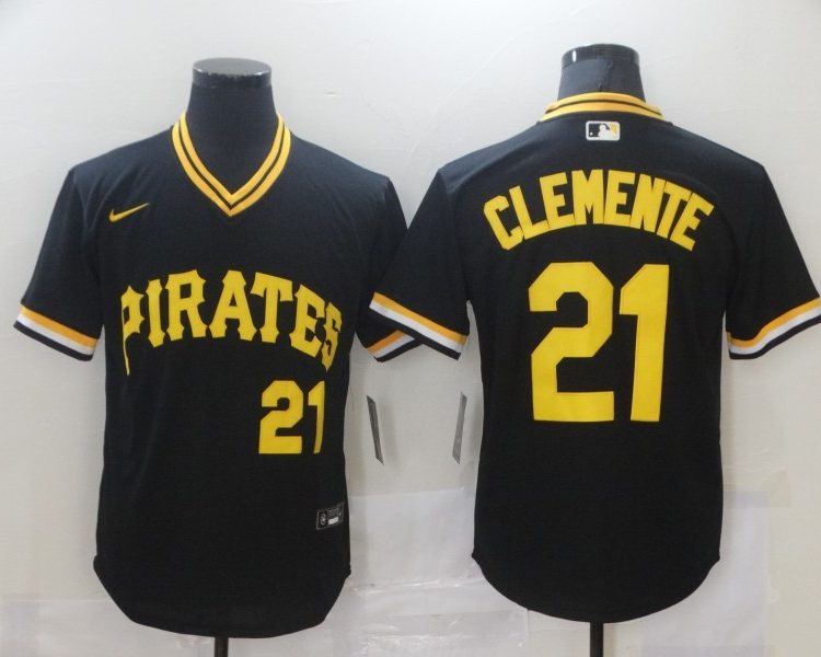 Men's Pittsburgh Pirates Roberto Clemente #21 Black Authentic Jersey