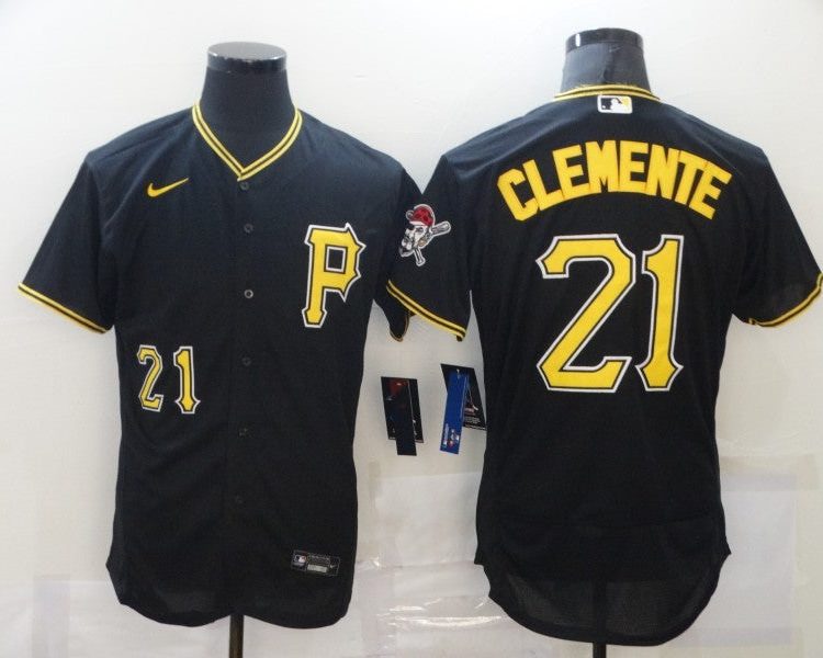 Men's Pittsburgh Pirates Roberto Clemente #21 Black Jersey