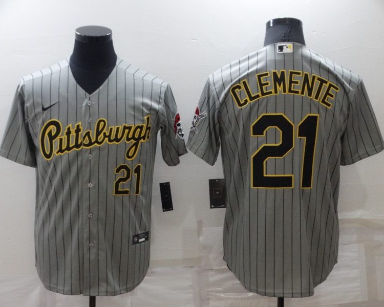 Men's Pittsburgh Pirates Roberto Clemente #21 Gray Authentic Jersey