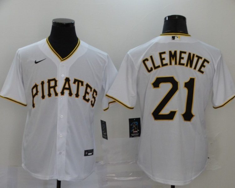 Men's Pittsburgh Pirates Roberto Clemente #21 White Baseball Jersey