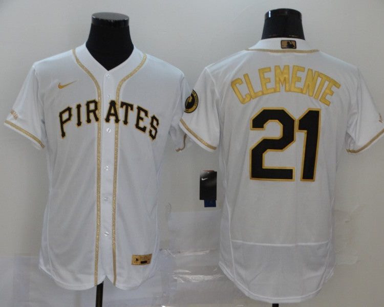 Men's Pittsburgh Pirates Roberto Clemente #21 White Stitched Jersey