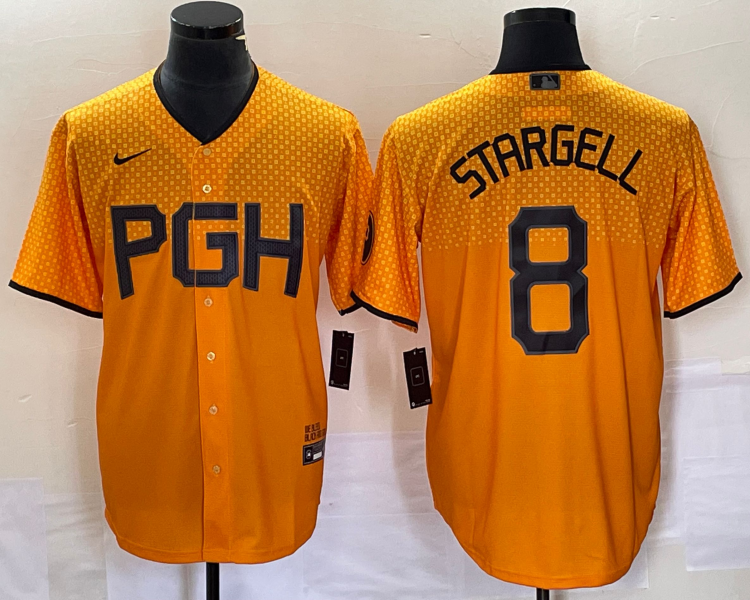 Men's Pittsburgh Pirates Willie Stargell #8 Gold 2023 City Connect Jersey