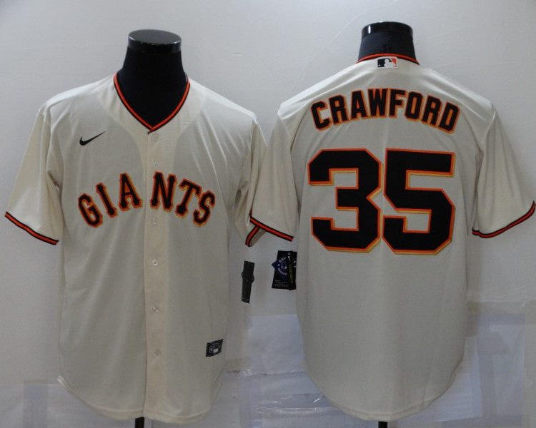 Men's San Francisco Giants Brandon Crawford #35 Beige Baseball Jersey