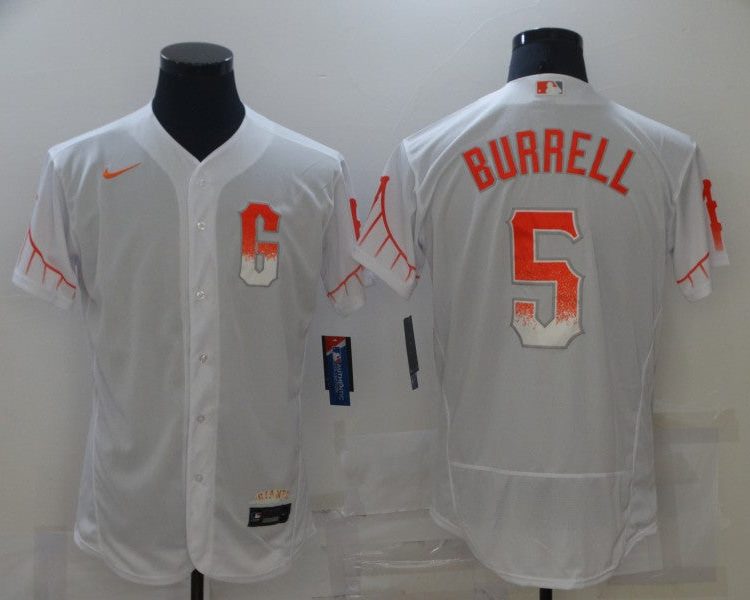 Men's San Francisco Giants Pat Burrell #5 White Baseball Jersey City Edition