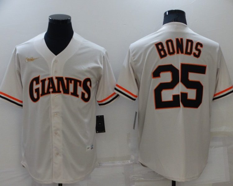 Men's San Francisco Giants Barry Bonds #25 Beige Stitched Jersey
