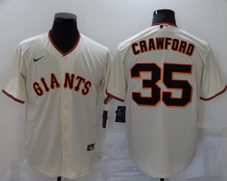 Men's San Francisco Giants Brandon Crawford #35 Beige Baseball Jersey