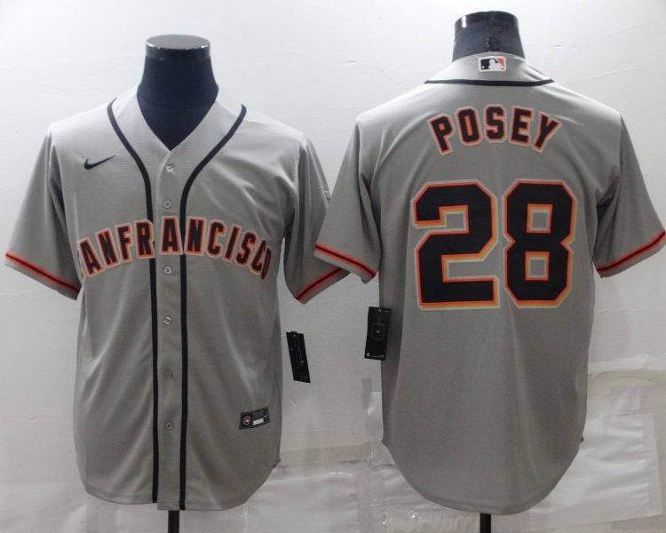 Men's San Francisco Giants Buster Posey #28 Gray Baseball Jersey