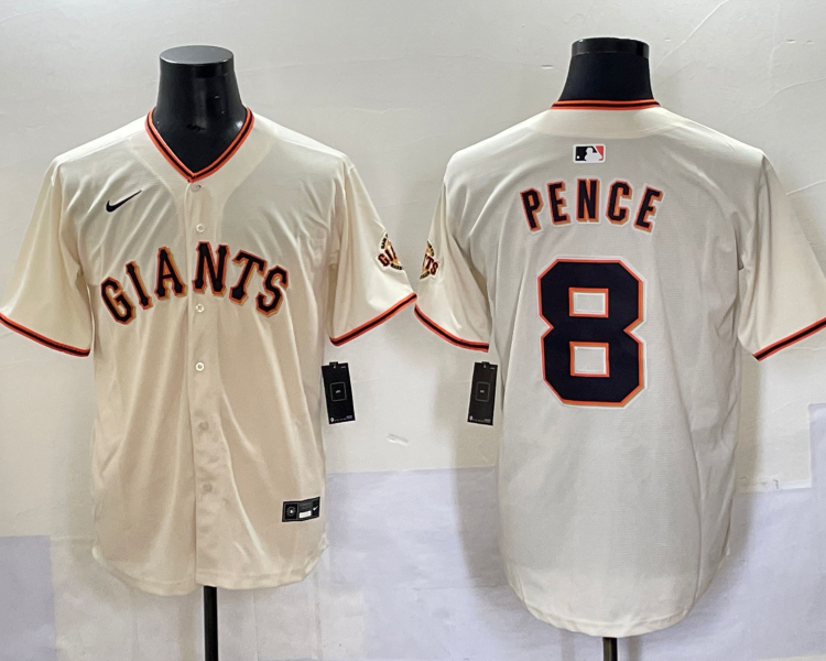 Men's San Francisco Giants Hunter Pence #8 Cream Home Jersey