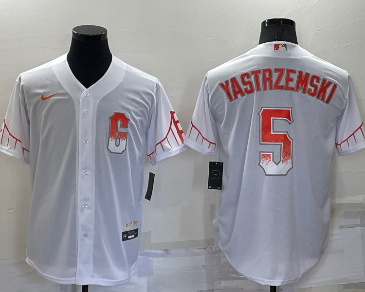 Men's San Francisco Giants Mike Yastrzemski #5 White Baseball Jersey City Edition