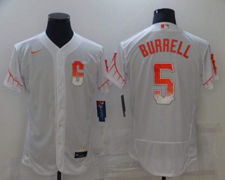 Men's San Francisco Giants Pat Burrell #5 White Baseball Jersey City Edition