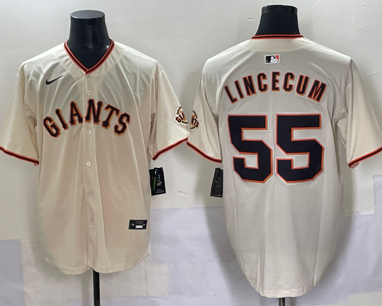 Men's San Francisco Giants Tim Lincecum #55 Cream Home Jersey