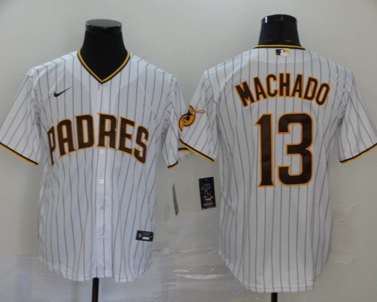 Men's San Diego Padres #13 Manny Machado White Stitched Jersey