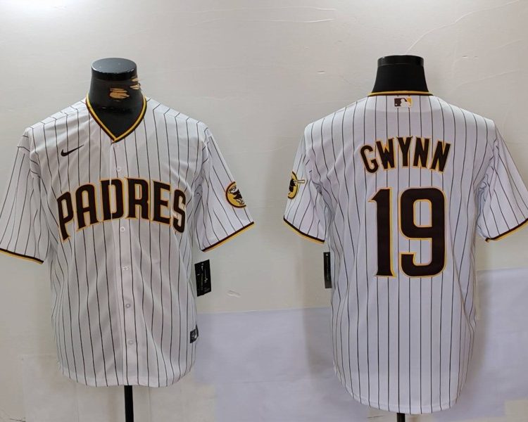 Men's San Diego Padres #19 Tony Gwynn White Stitched Jersey