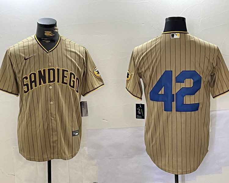 Men's San Diego Padres #42 Tan 2024 Jackie Robinson Day Home Limited Jersey