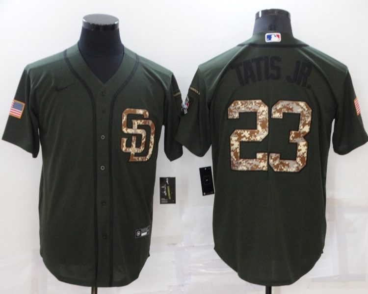Men's San Diego Padres Fernando Tatis Jr. #23 Army Green Stitched Jersey