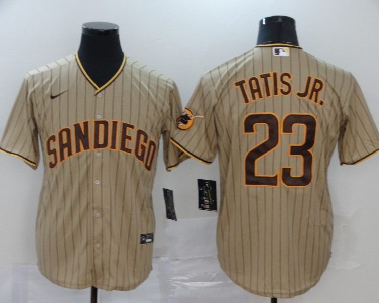 Men's San Diego Padres Fernando Tatis Jr. #23 Stitched Khaki Jersey