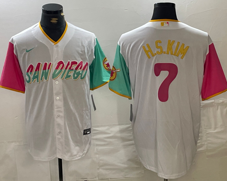 Men's San Diego Padres Ha-Seong Kim #7 White City Connect Jersey