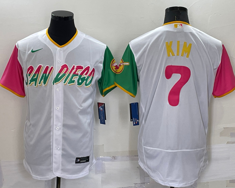 Men's San Diego Padres Ha-Seong Kim #7 White Stitched Jersey