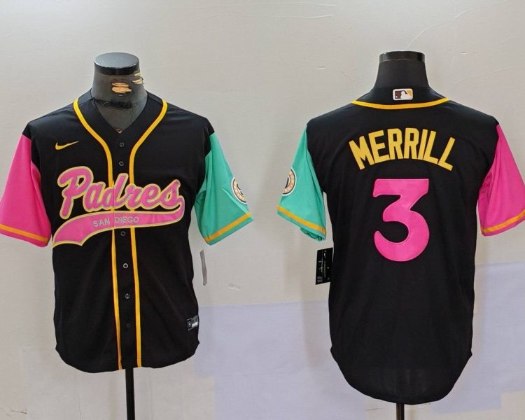 Men's San Diego Padres Jackson Merrill #3 Black City Connect Jersey