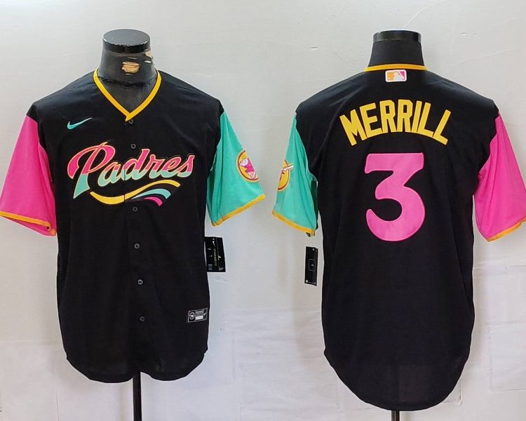 Men's San Diego Padres Jackson Merrill #3 Black City Connect Limited Jersey