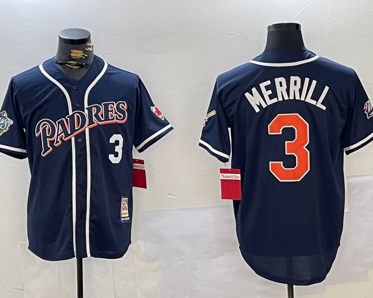 Men's San Diego Padres Jackson Merrill #3 Navy Jersey