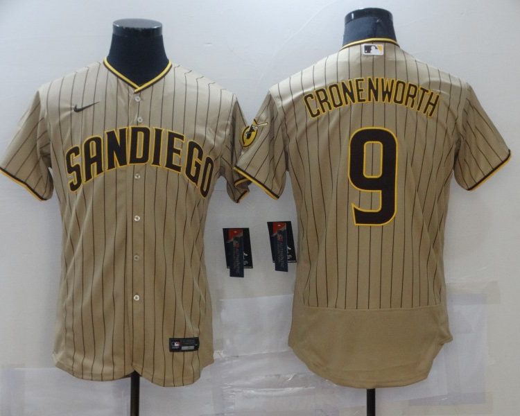 Men's San Diego Padres Jake Cronenworth #9 Khaki Stitched Jersey