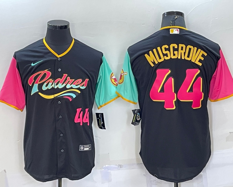 Men's San Diego Padres Joe Musgrove #44 Black Stitched Jersey