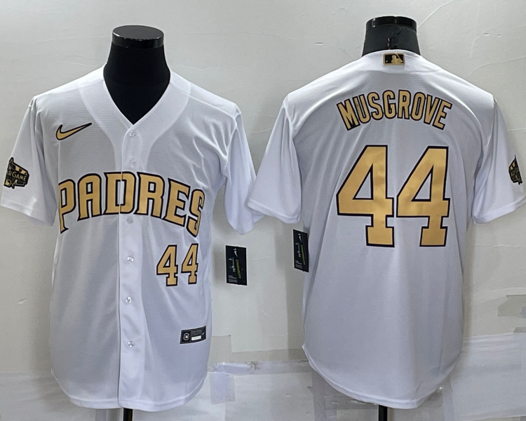 Men's San Diego Padres Joe Musgrove #44 White Baseball Jersey