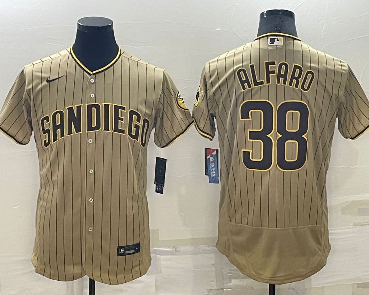 Men's San Diego Padres Jorge Alfaro #38 Khaki Stitched Jersey