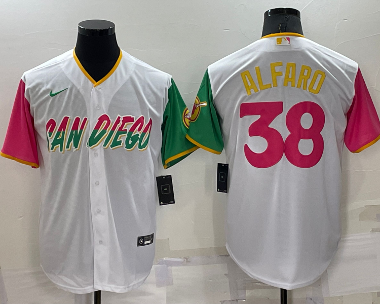 Men's San Diego Padres Jorge Alfaro #38 White Stitched Jersey