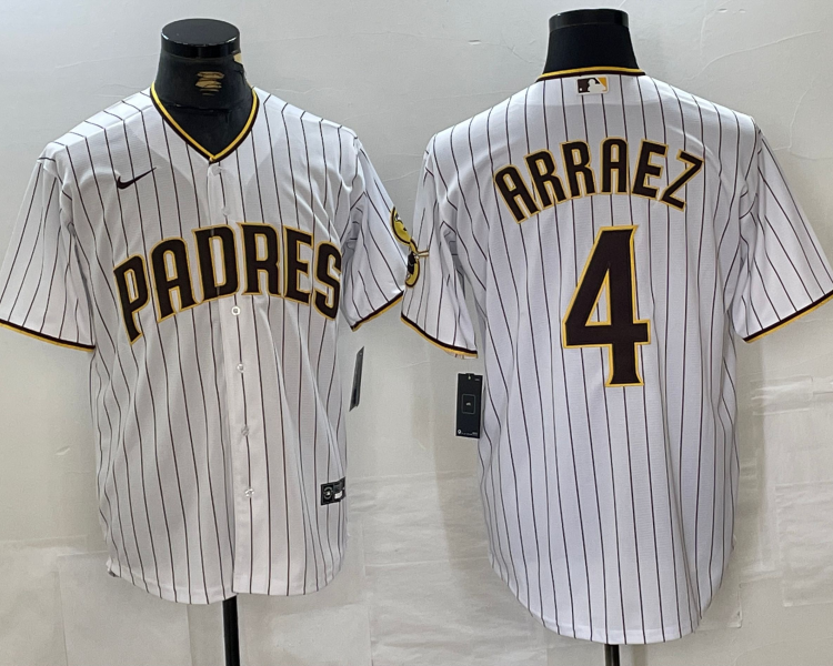 Men's San Diego Padres Luis Arraez #4 White Jersey