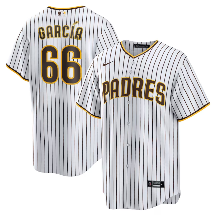 Men's San Diego Padres Luis Garcia #66 White Home Jersey