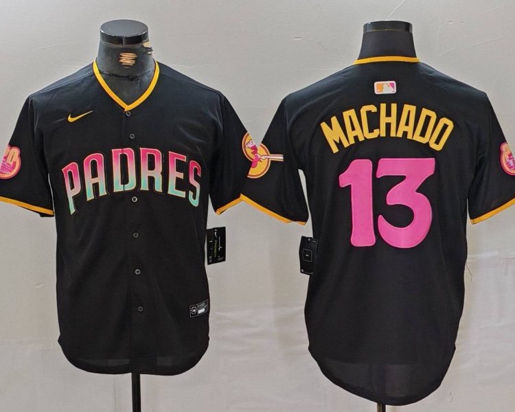 Men's San Diego Padres Manny Machado #13 Black Jersey Joint Edition