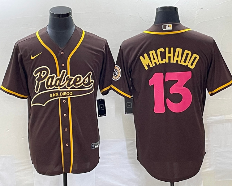 Men's San Diego Padres Manny Machado #13 Brown Jersey Joint Edition