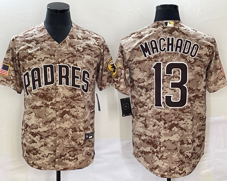 Men's San Diego Padres Manny Machado #13 Camo USMC Alternate Jersey
