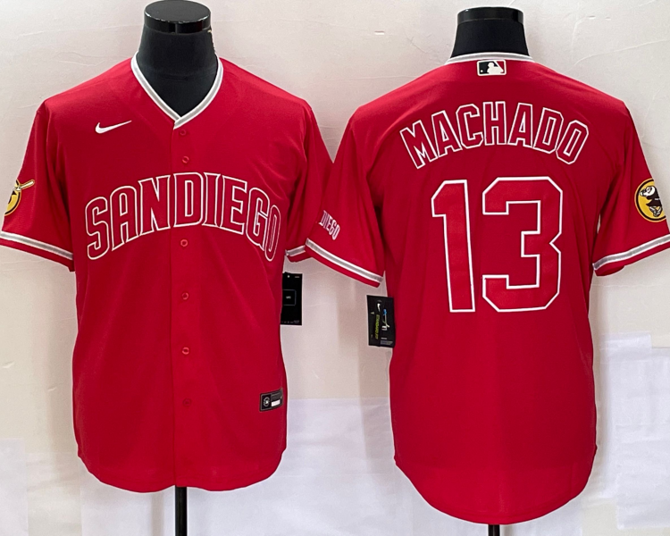 Men's San Diego Padres Manny Machado #13 Red Jersey